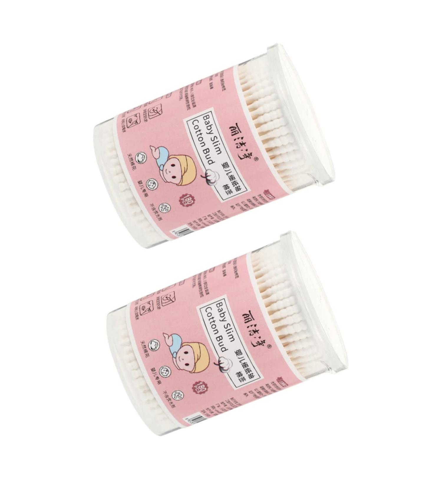 Organic Cotton Baby Swabs - Beavorty 2 Boxes - 7.3X0.4X0.4CM - White - Household Cleaning Tool for Baby and Home - Buy Online on GoSupps.com