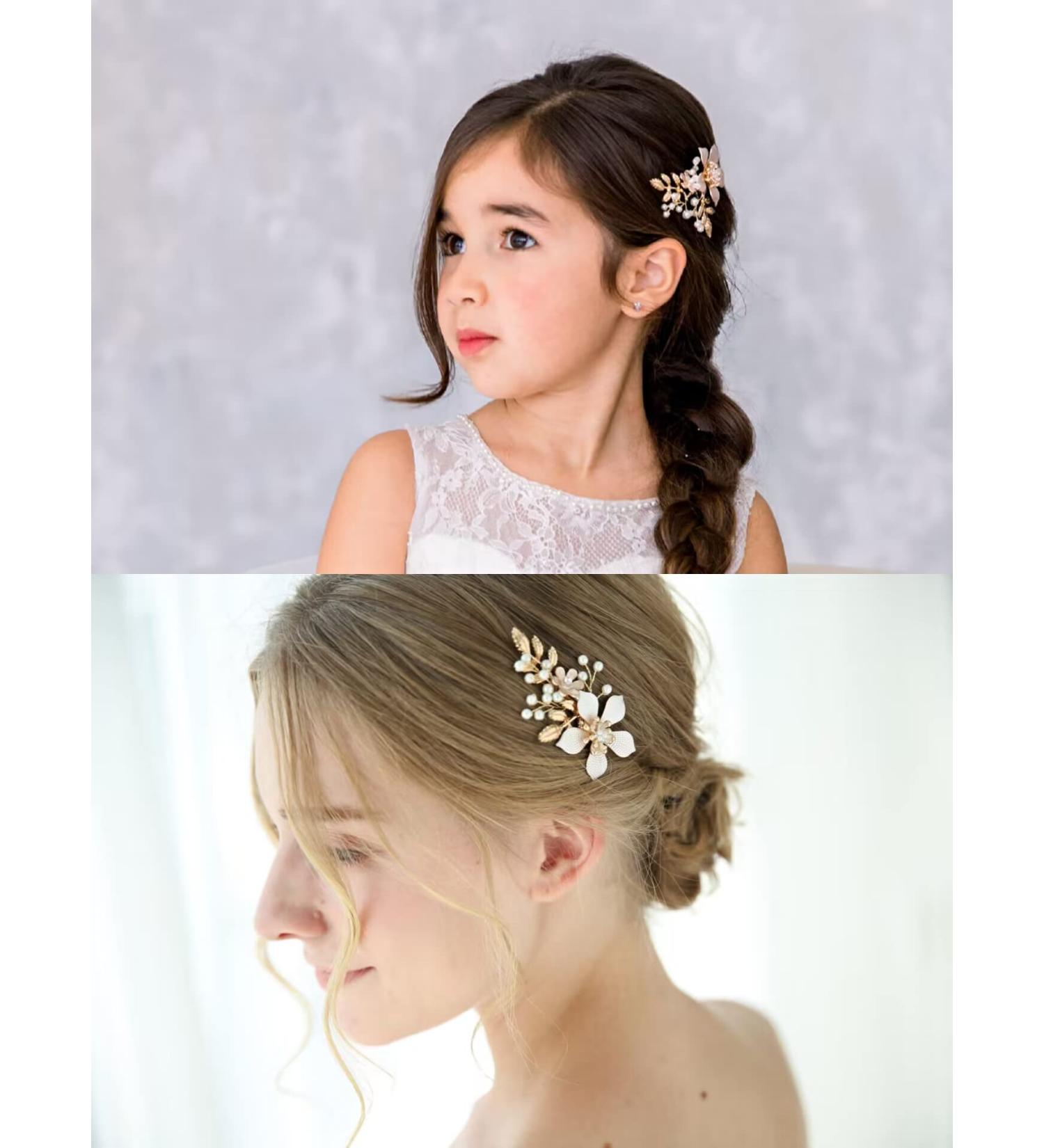 SWEETV Gold Flower Girl Headpiece - Princess Wedding Hair Comb for Birthday Party, Photography, Communion - Buy Online on GoSupps.com