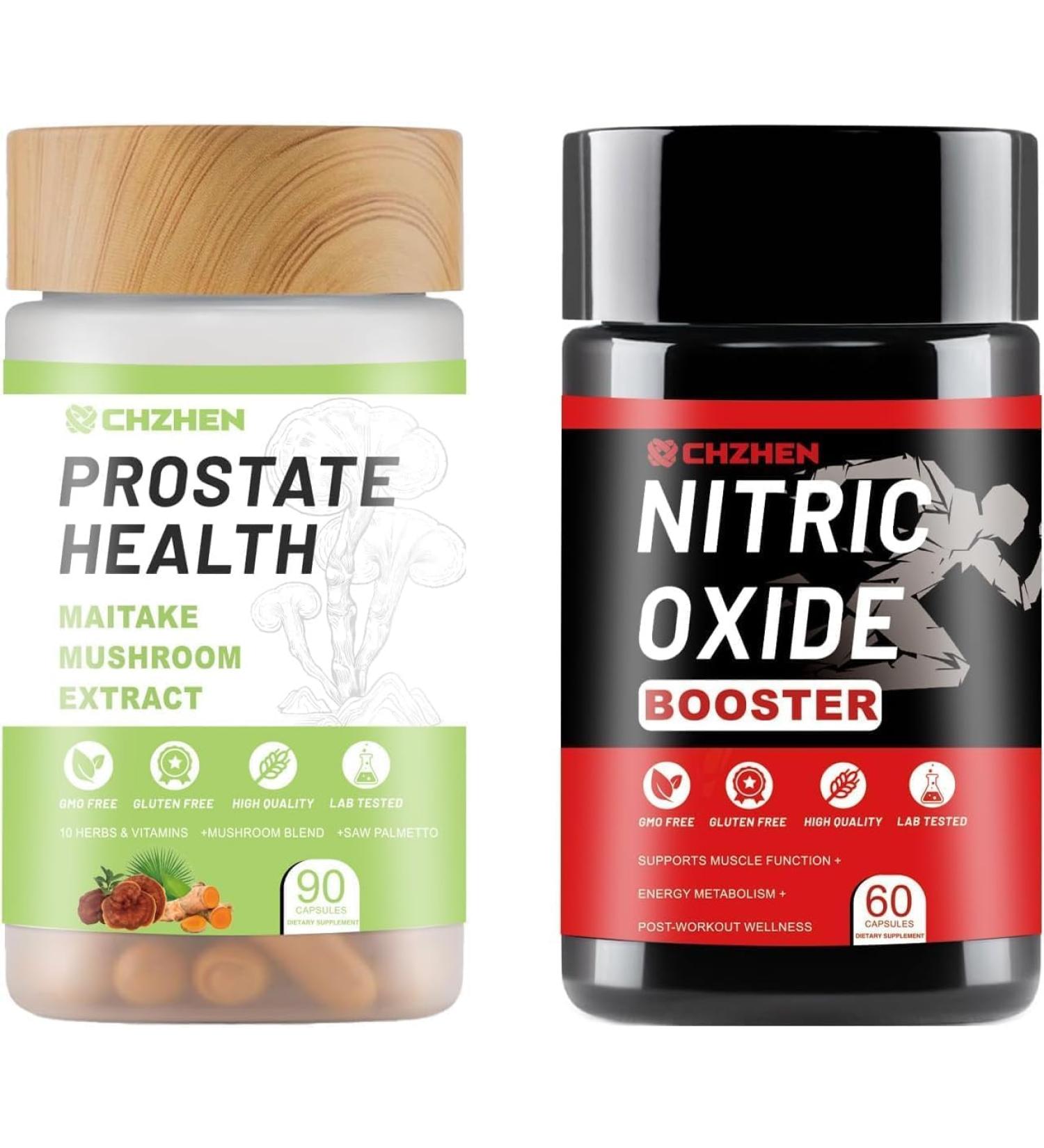 FW ZONE Prostate Support Nitric Oxide Booster Kit Include Turmeric Root Mushroom Blend and Saw Palmetto extracts Designed to Protect and Support Prostate Healthy - 90 Capsules &60capsules - Buy Online on GoSupps.com