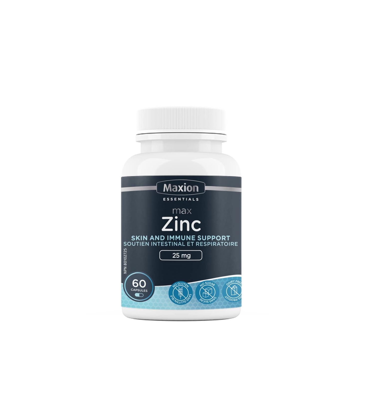 Maxion Zinc Supplement to Maintain Healthy Skin Bones Hair and Nails 60 Capsules - Buy Online on GoSupps.com