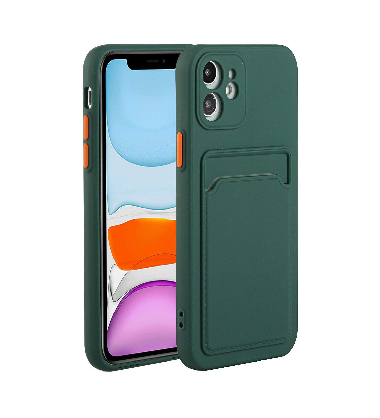 Tivenfezk Nadoli Ultra Thin Dark Green Silicone Case for iPhone 15 Plus | Shockproof Scratch-Resistant Wallet Design with Credit Card Holder - Buy Online on GoSupps.com