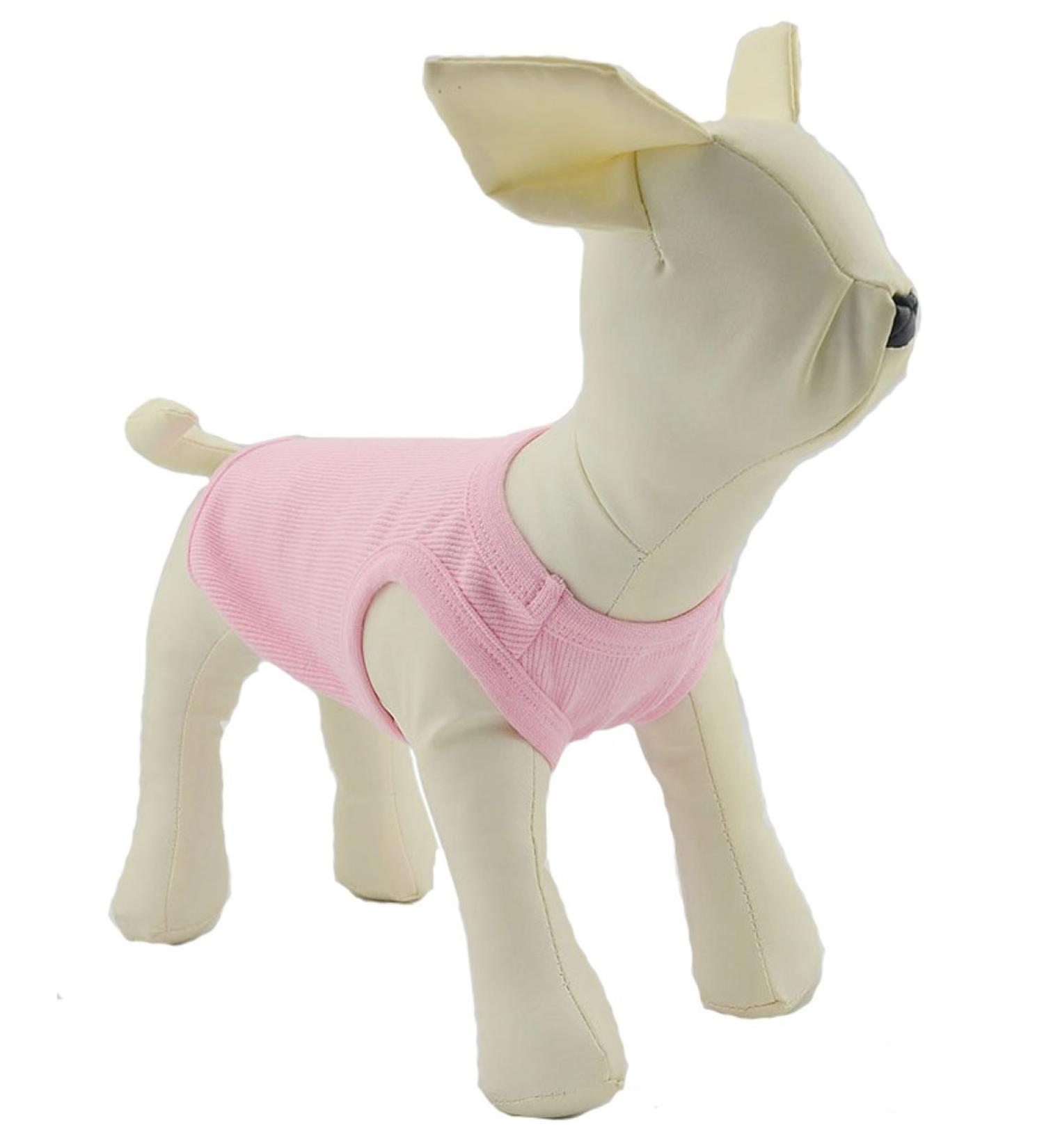 Lovelonglong Summer Pet Clothing Dog T-Shirt Ribbed Tank Top for Bulldogs - 100% Cotton, Pink, Size XL - Buy Online on GoSupps.com