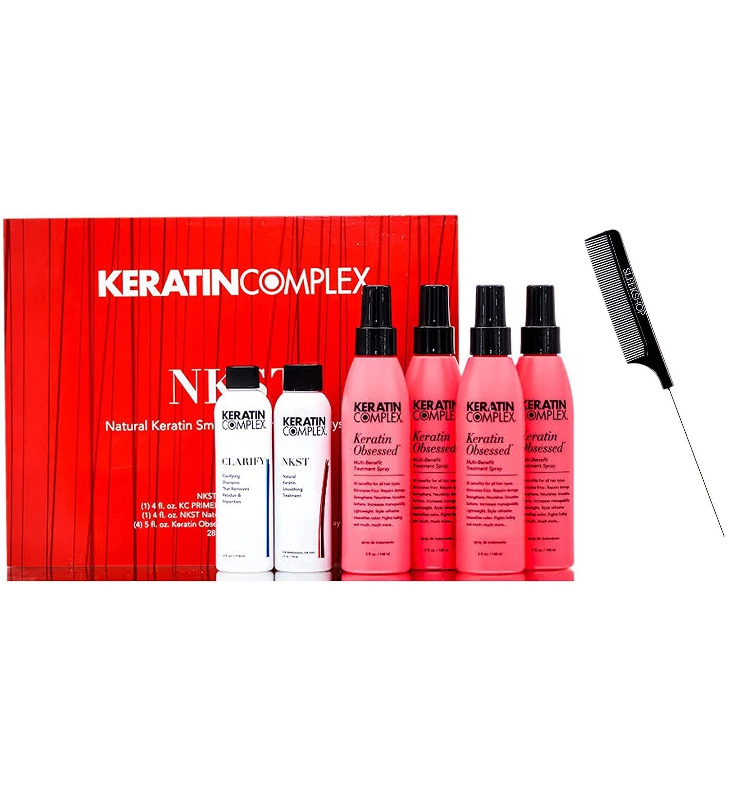 Keratin Complex The Original NKST Natural Keratin Smoothing Treatment (w/ SLEEKSHOP Steel Pin Rat Tail Comb) (TRY ME KIT)