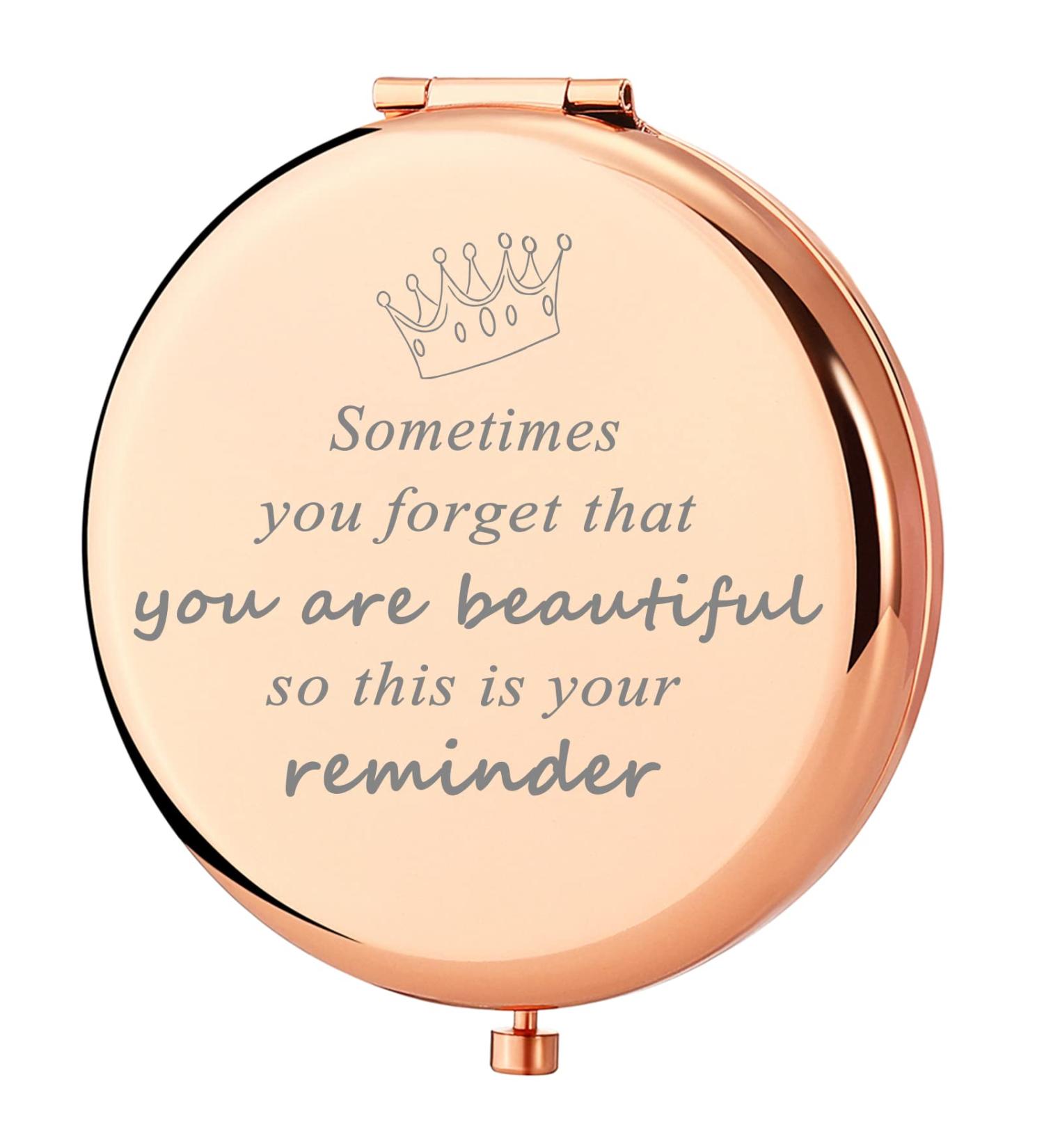 Personalized Rose Gold Compact Mirror - Inspirational Birthday Gifts for Women | Ideal Christmas Gift for Female Friends - Buy Online on GoSupps.com