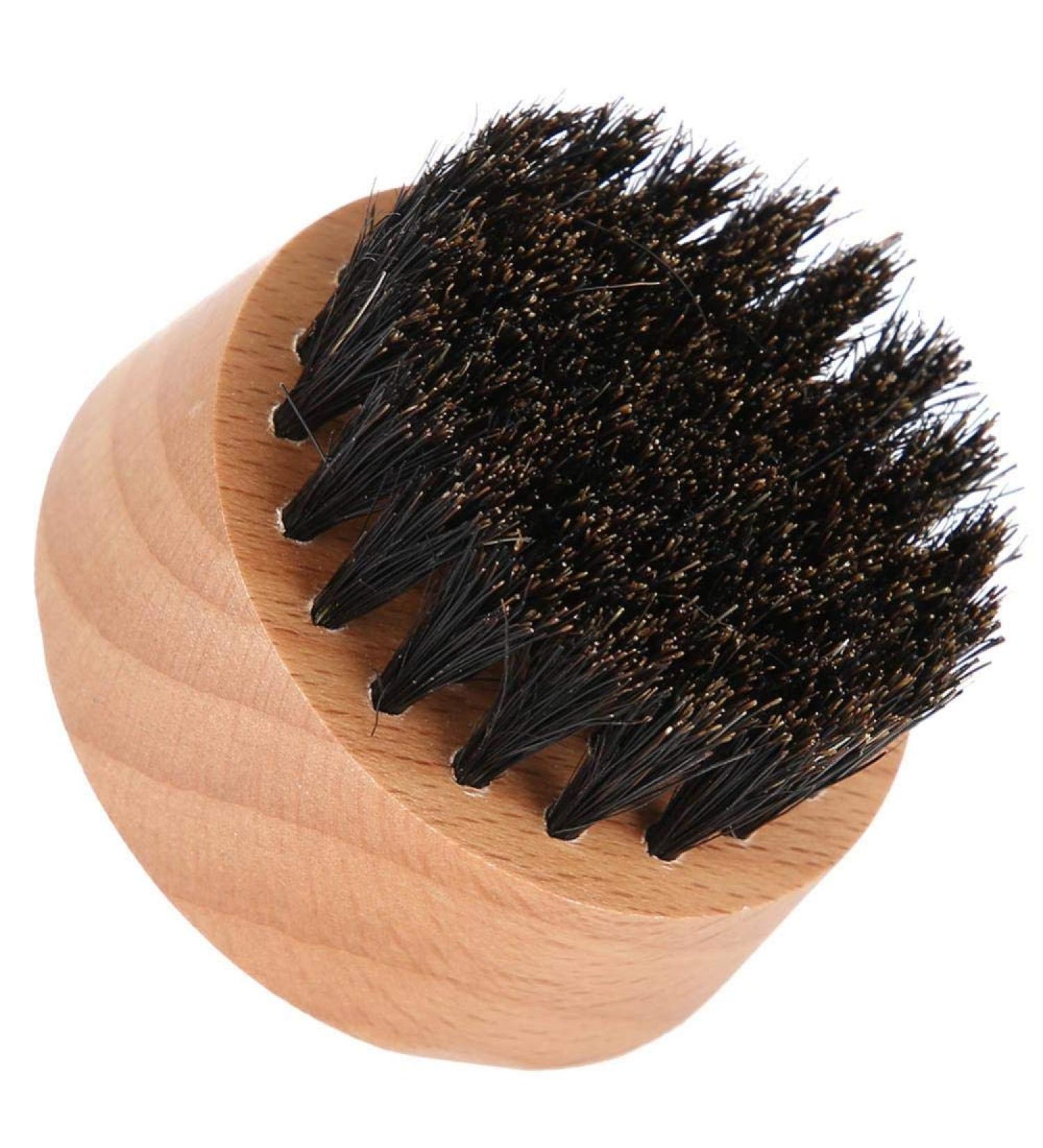 Boar Bristles Beard BrushSmall and Round Wood Beard Brush -Light Weight Black Walnut Wood Beard Brush for Men(1#) - Buy Online on GoSupps.com