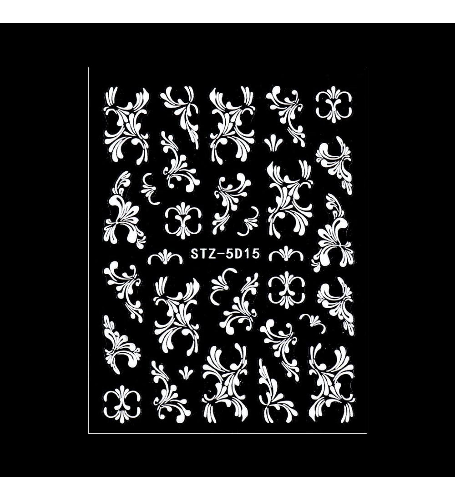 Adhesive Decals Lace Winter Sliders Embossed Flower White Nail Stickers 5D Acrylic Wedding Design(STZ-5D15) - Buy Online on GoSupps.com