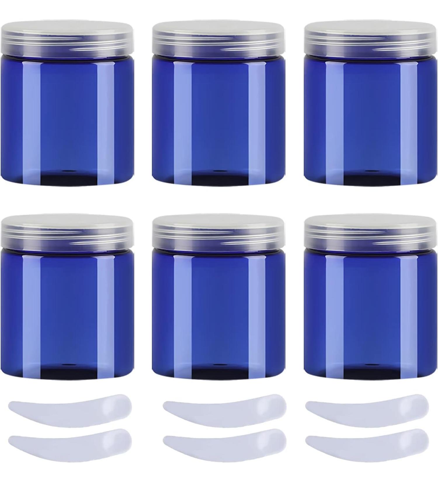 travel pots for cream small pots with lids Pack of 6 100ml Blue Plastic Cream Jars Cosmetic Pots with Clear Lids Containers for Toiletries (Color : Blauw Size : 80ml) 80ml Blauw - Buy Online on GoSupps.com