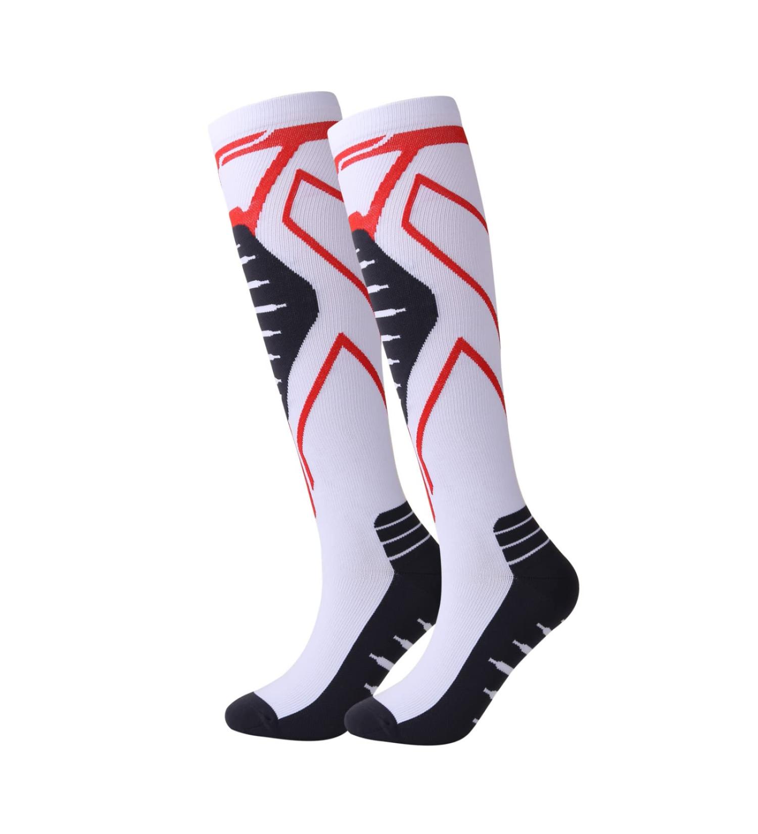 DOCEN Professional Sports Compression Socks White L/XL_Thigh Compression Stockings 20-50 mmHg L-XL White