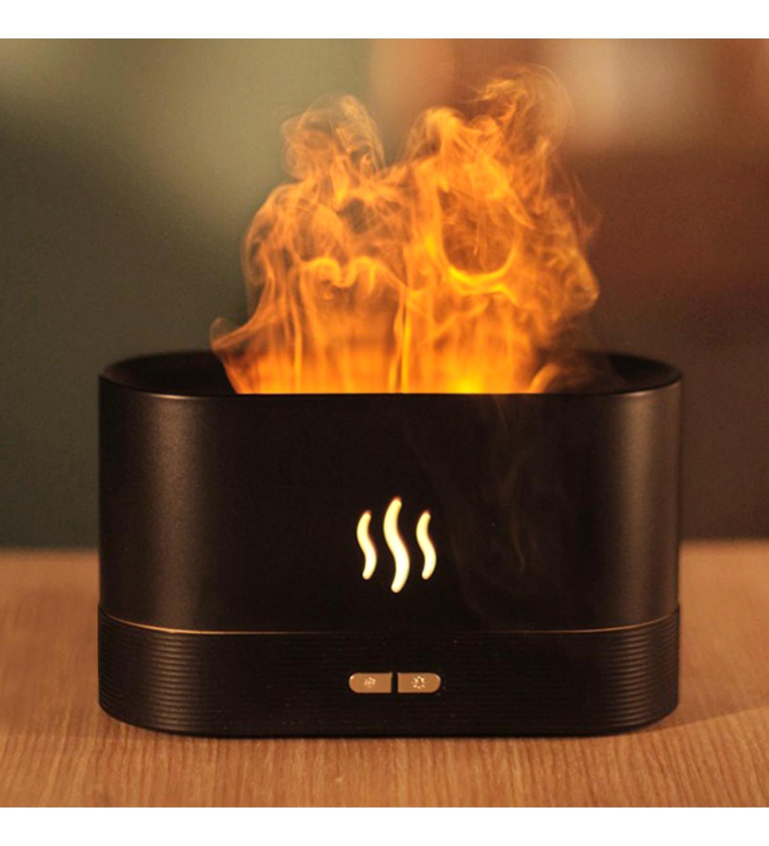 Flames Aroma Diffuser - 7-Color Light Humidifier for Essential Oils | Automatic Switch-Off | Perfect for Home Office & Kids - Black - Buy Online on GoSupps.com