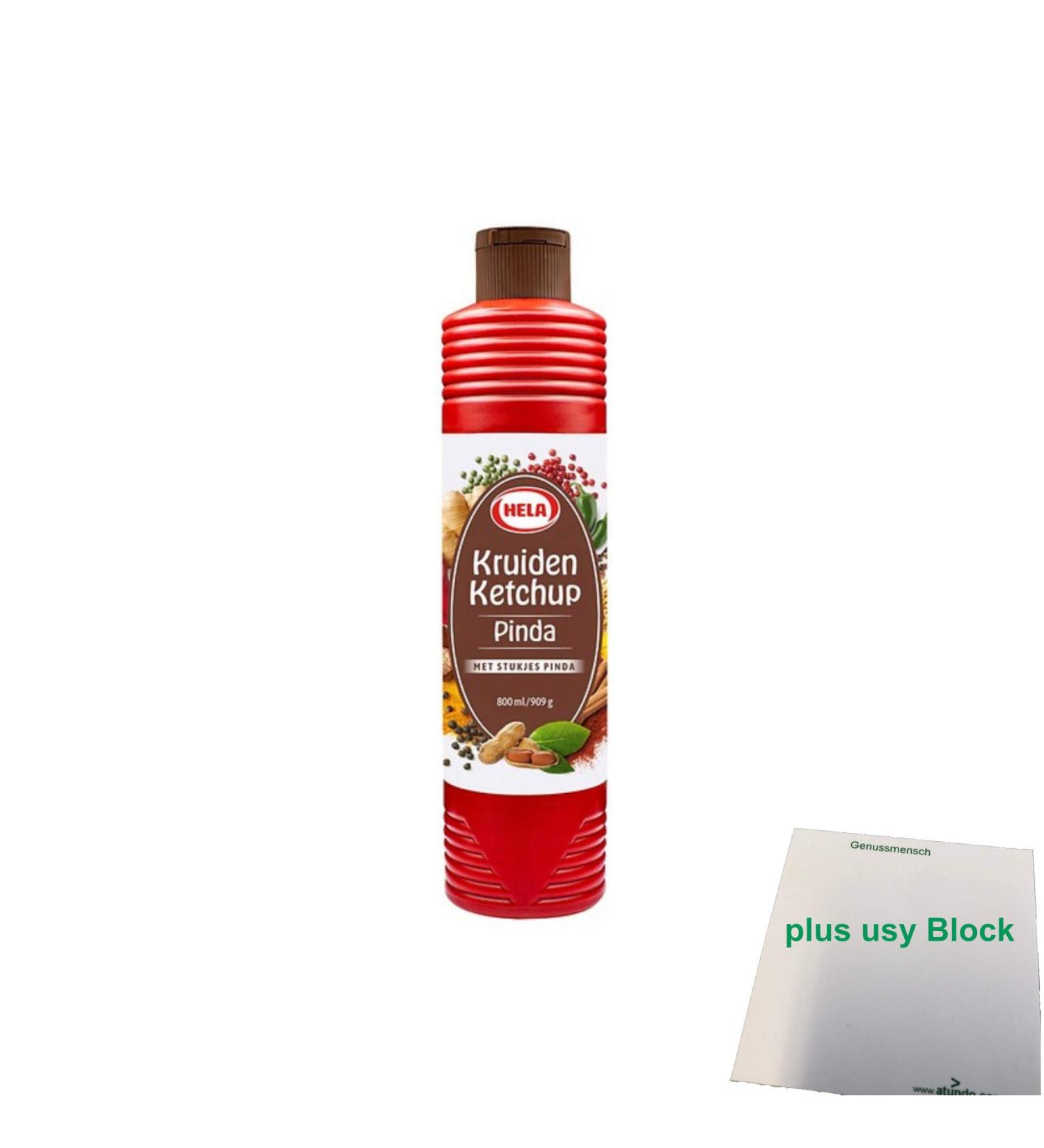 Hela Kruiden Ketchup Pinda (bouteille de 800 ml) + bloc usy