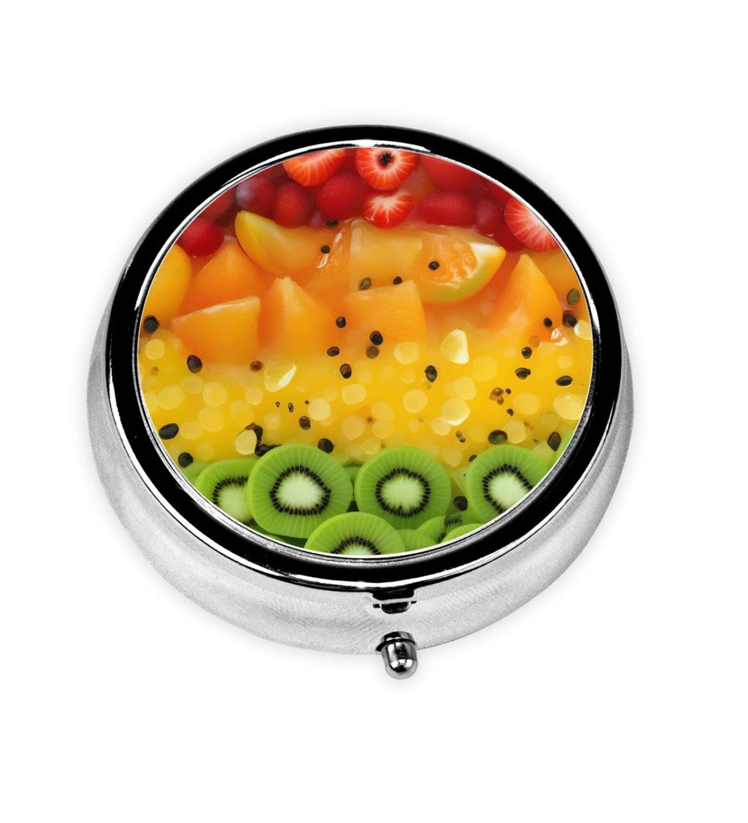 Buy Fresh Fruit Round Pill Box - 3 Compartment Portable Organizer for Travel & Purse - Best Pill Storage Solution - Buy Online on GoSupps.com