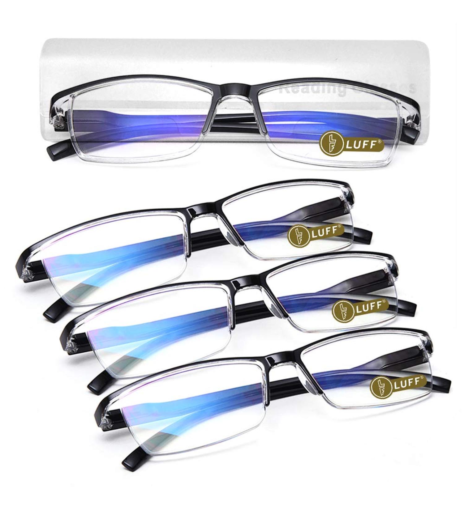 LUFF 4Pcs Anti-Blue Ray Reading Glasses - Portable Ultralight Readers 2.25X in Black | International Shipping Available - Buy Online on GoSupps.com