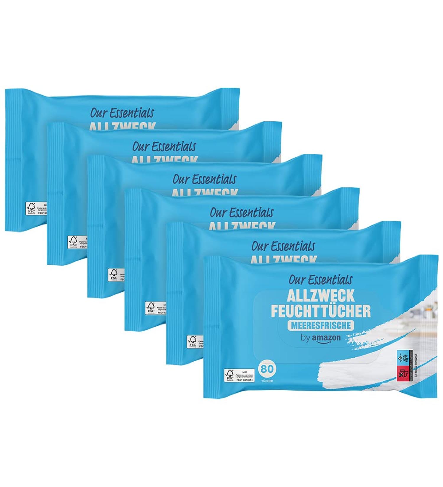 Buy Amazon All-Purpose Wet Wipes - Sea Fresh 80 Count (Pack of 6) | International Shipping Available - Buy Online on GoSupps.com