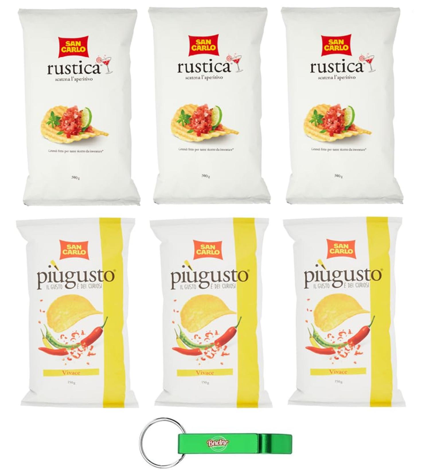 Lot de 6 paquets de test de patatine San Carlo Vivace Paprika 3 x 150 g Rustica 3 x 300 g sachets de chips de pommes de terre porte-cl s Beni Culinari - Buy Online on GoSupps.com