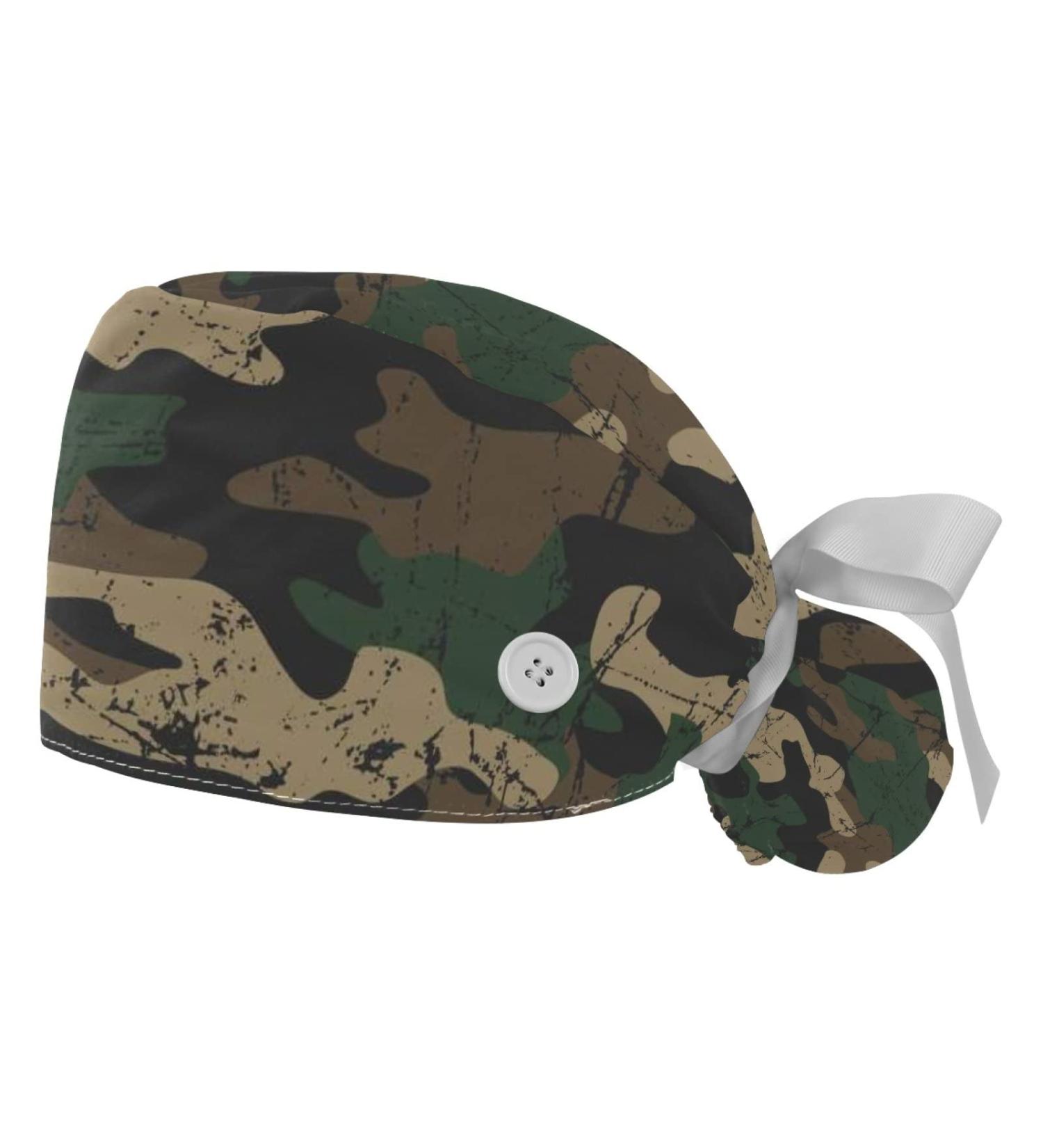 2 Pack Pink Camouflage Ponytail Bouffant Caps with Buttons - Adjustable Working Hats | Color 4 - Buy Online on GoSupps.com