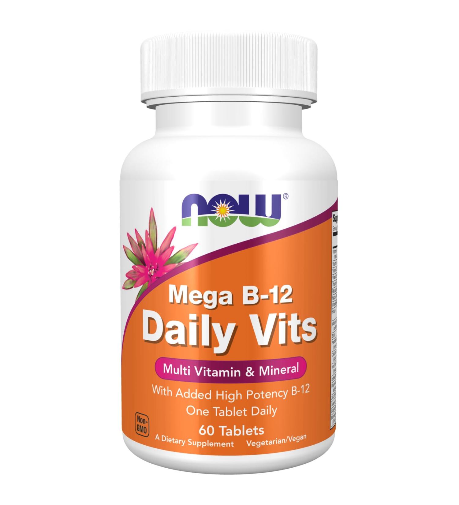 NOW Daily Vits Mega B-12 | High Potency B-12 Supplement | 60 Tablets - Buy Online on GoSupps.com