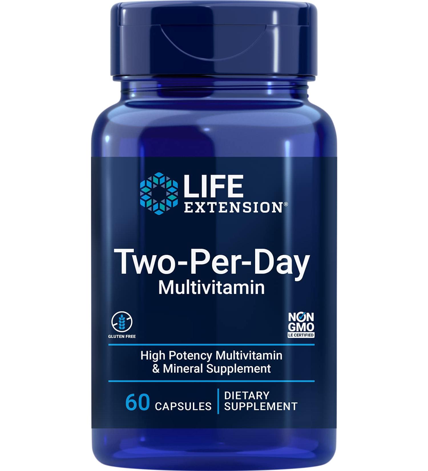 Life Extension Two-Per-Day Capsules - 60 Multivitamin Capsules for Daily Nutritional Support - Buy Online on GoSupps.com