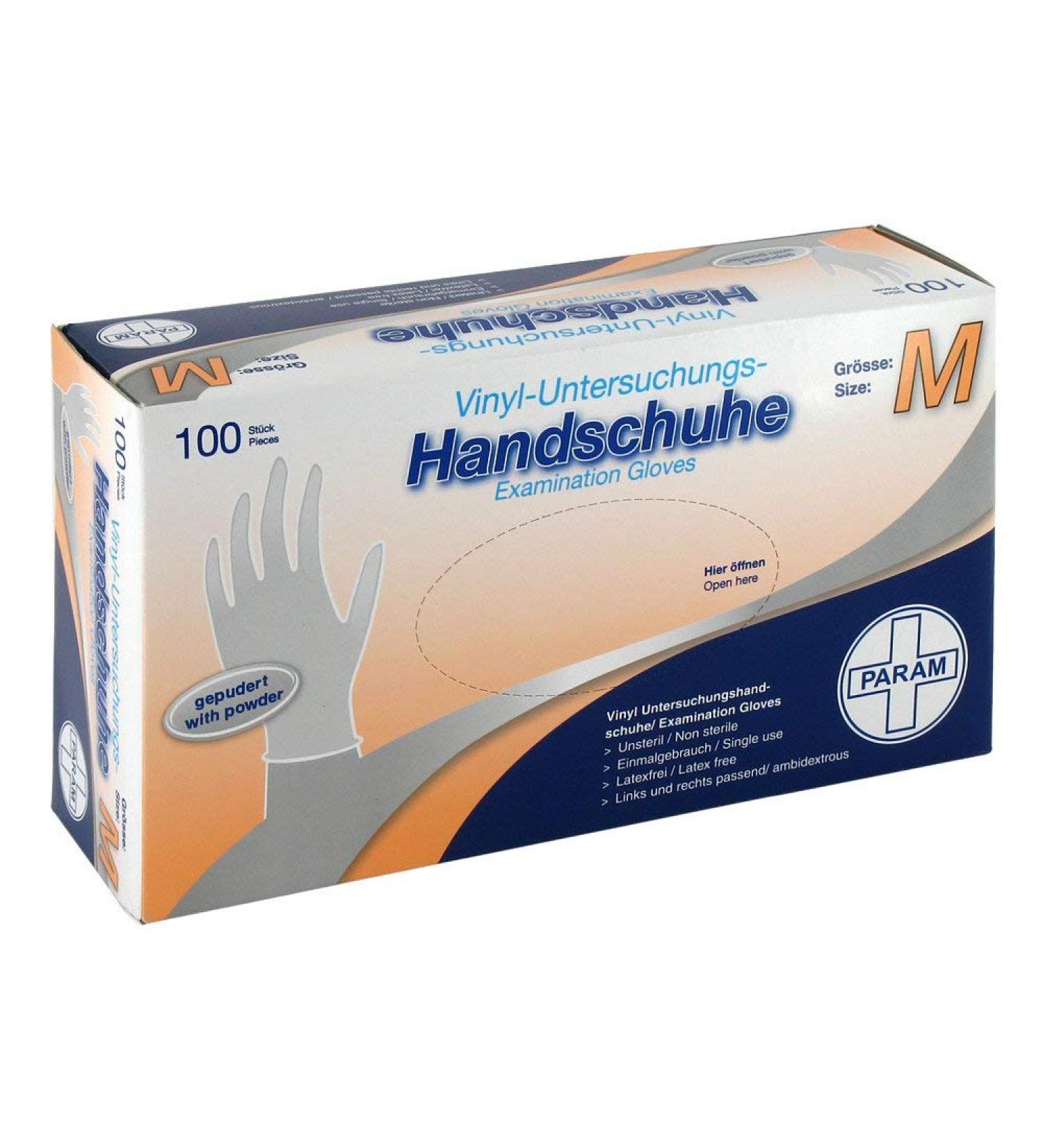 Param GLOVES Disposable Vinyl Powdered M 100 pcs