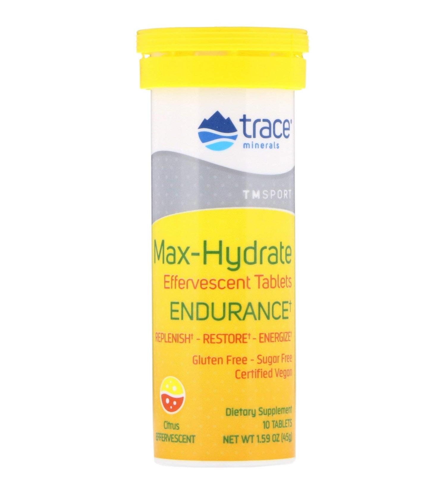 Trace Minerals Research Max-Hydrate Endurance Effervescent Tablets Citrus 1.59 oz (45 g)