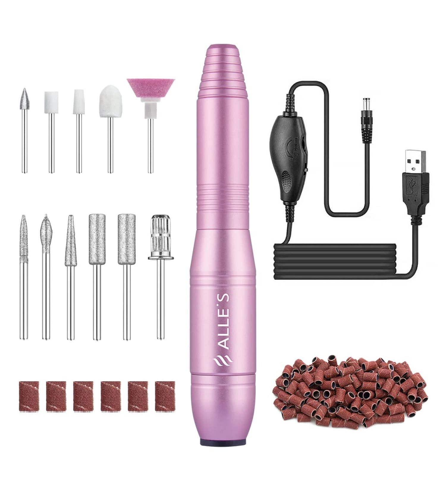 Electric Nail Files Nail Drill for Acrylic Nails Gel Portable Nail Drill Professional 20000 RPM Adjustable Speed Manicure Pedicure Set with Sanding Bands and 6 Nail Drill Bits Pink 39 Count (Pack of 1) - Buy Online on GoSupps.com