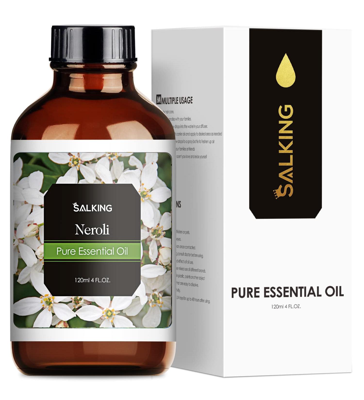SALKING Neroli Essential Oil 120ml - 100% Pure Therapeutic Grade Aromatherapy Oil for Skin Care & Relaxation | Fragrance Oil for Diffuser and Humidifier | Perfect Gift for Women - Buy Online on GoSupps.com