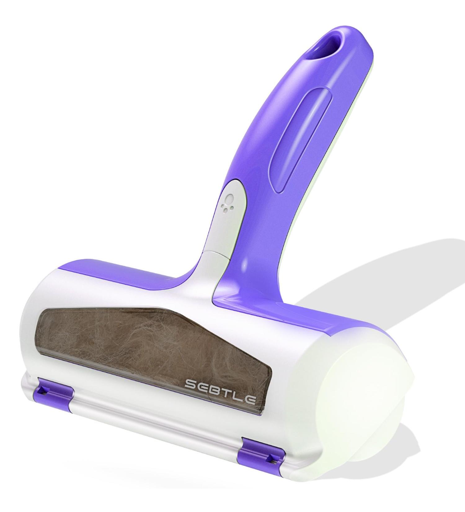 Sebtle Pet Hair Remover Roller Reusable Animal Hair Removal Brush for Dogs and Cats Lint Roller Remover Easy to Clean Pet Fur from Carpet Sofa Bedding Furniture and Rugs-Transparent lid Purple - Buy Online on GoSupps.com