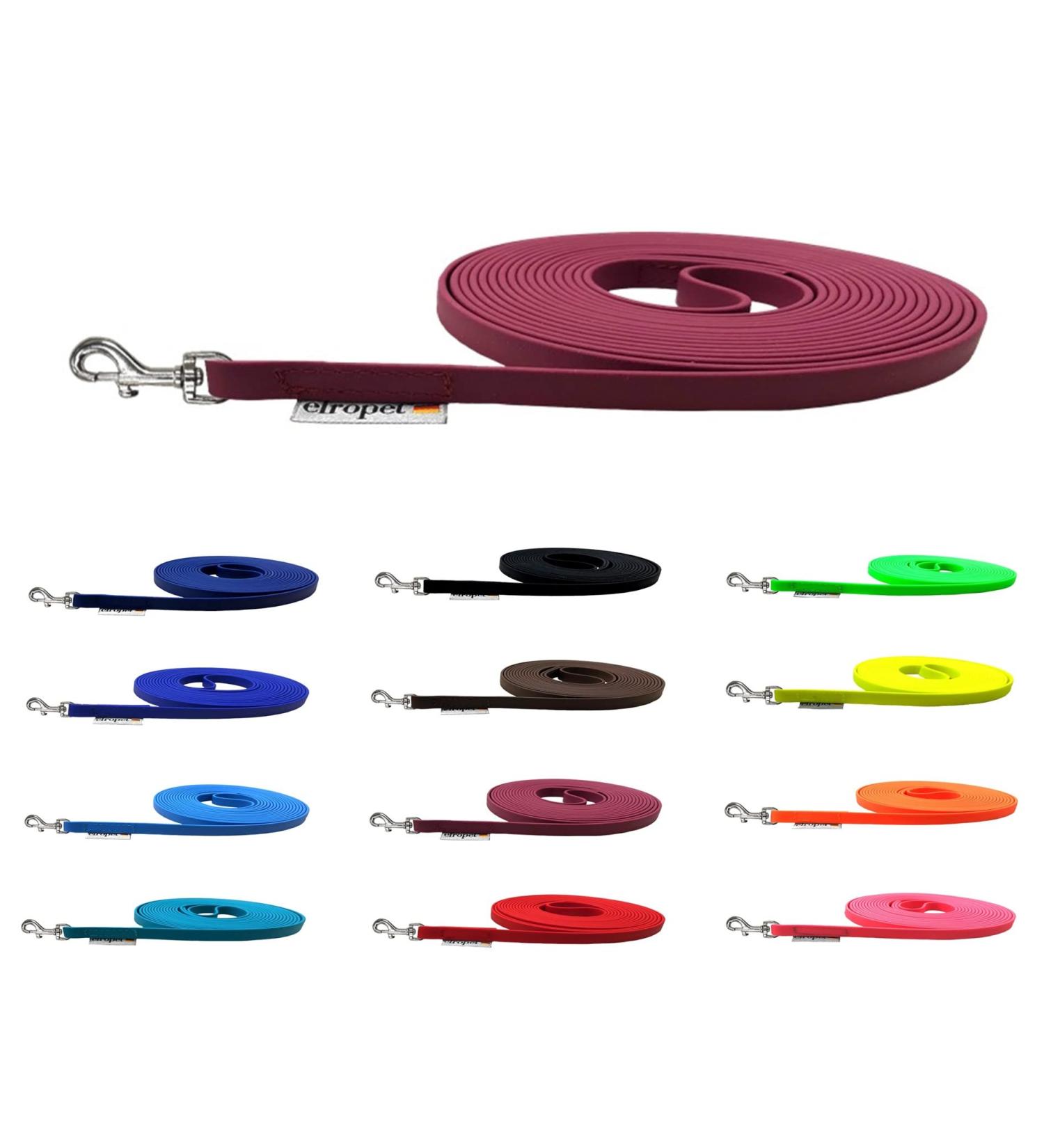 Buy Towline Biothane Dog Leash for Small Dogs - 9mm 3m 10m 15m Options & 7m Bordeaux with Hand Loop - Durable & Waterproof - Buy Online on GoSupps.com