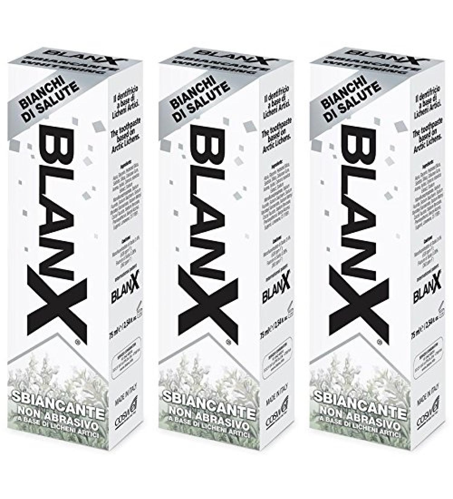 BlanX: Whitening Toothpaste with Arctic Lichens * 2.54 Fluid Ounces (75ml) Tubes (Pack of 3) * Italian Import