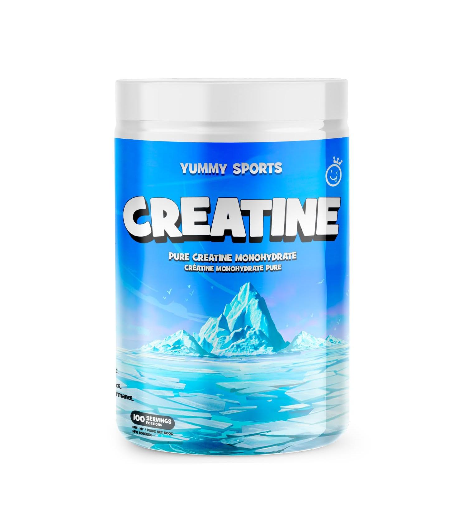 Yummy Sports Pure Creatine Monohydrate - 5g Creatine Powder per Serving - Muscle Gain Endurance Strength Energy Boost Pre Workout Supplement - Creatine Monohydrate 500g - Buy Online on GoSupps.com