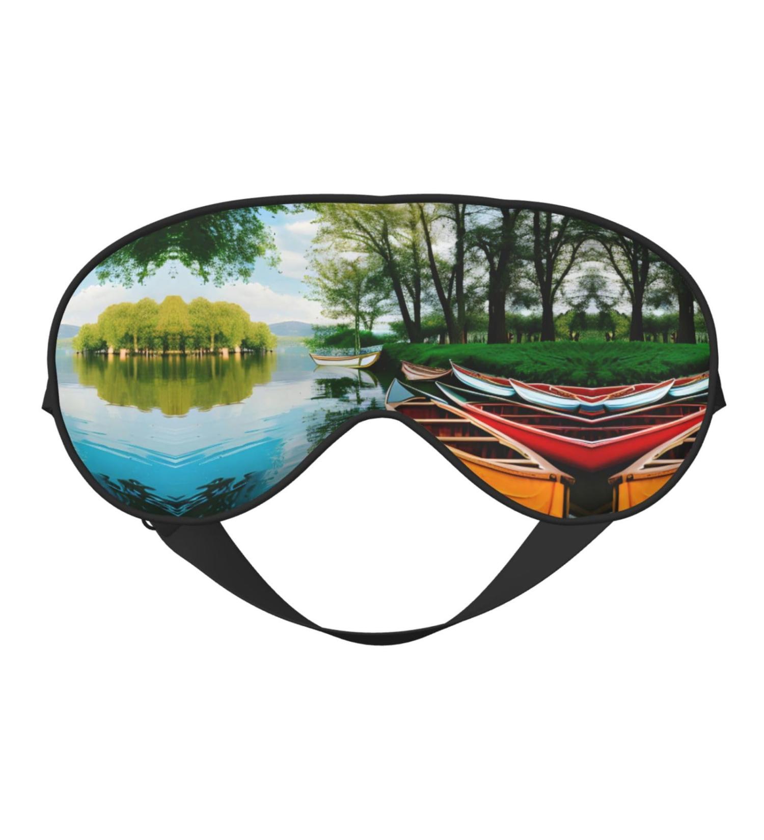 Lake with Boats Canoes Eye Mask | Soft Breathable Travel Sleep Patch for Relaxation - Buy Online on GoSupps.com
