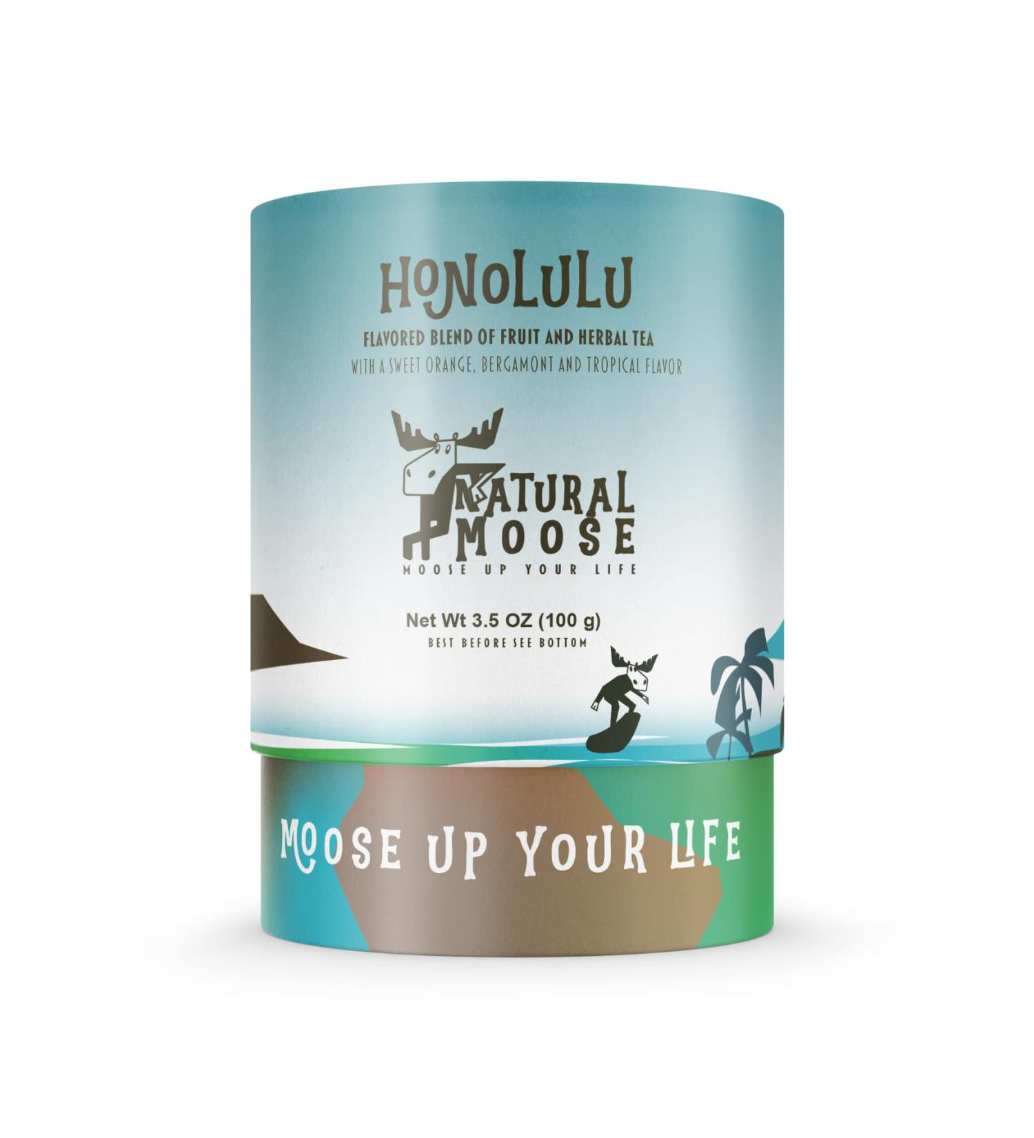 Global Natural Moose Tea Trotters | Premium Loose Leaf Tea |Honolulu A flavored blend of fruit and herbal teas that tastes like sweet orange bergamot and tropical fruity flavors | 100g Honolulu | Orange bergamot and tropical flavour 100 g (Pack of 1) - Buy Online on GoSupps.com