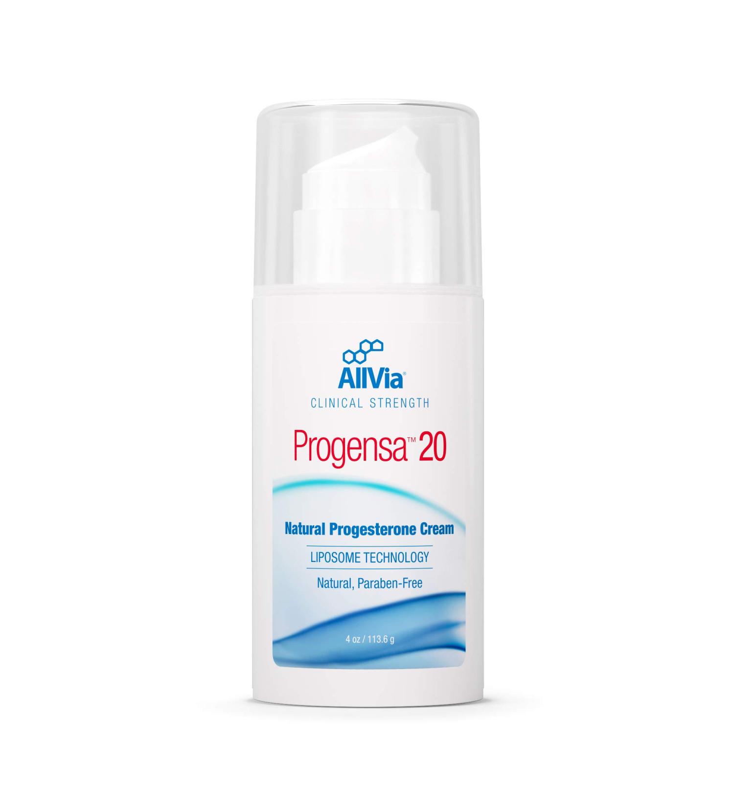 AllVia Progensa 20 Progesterone Cream 4 oz - Natural Hormone Balance & Relief - Buy Online on GoSupps.com