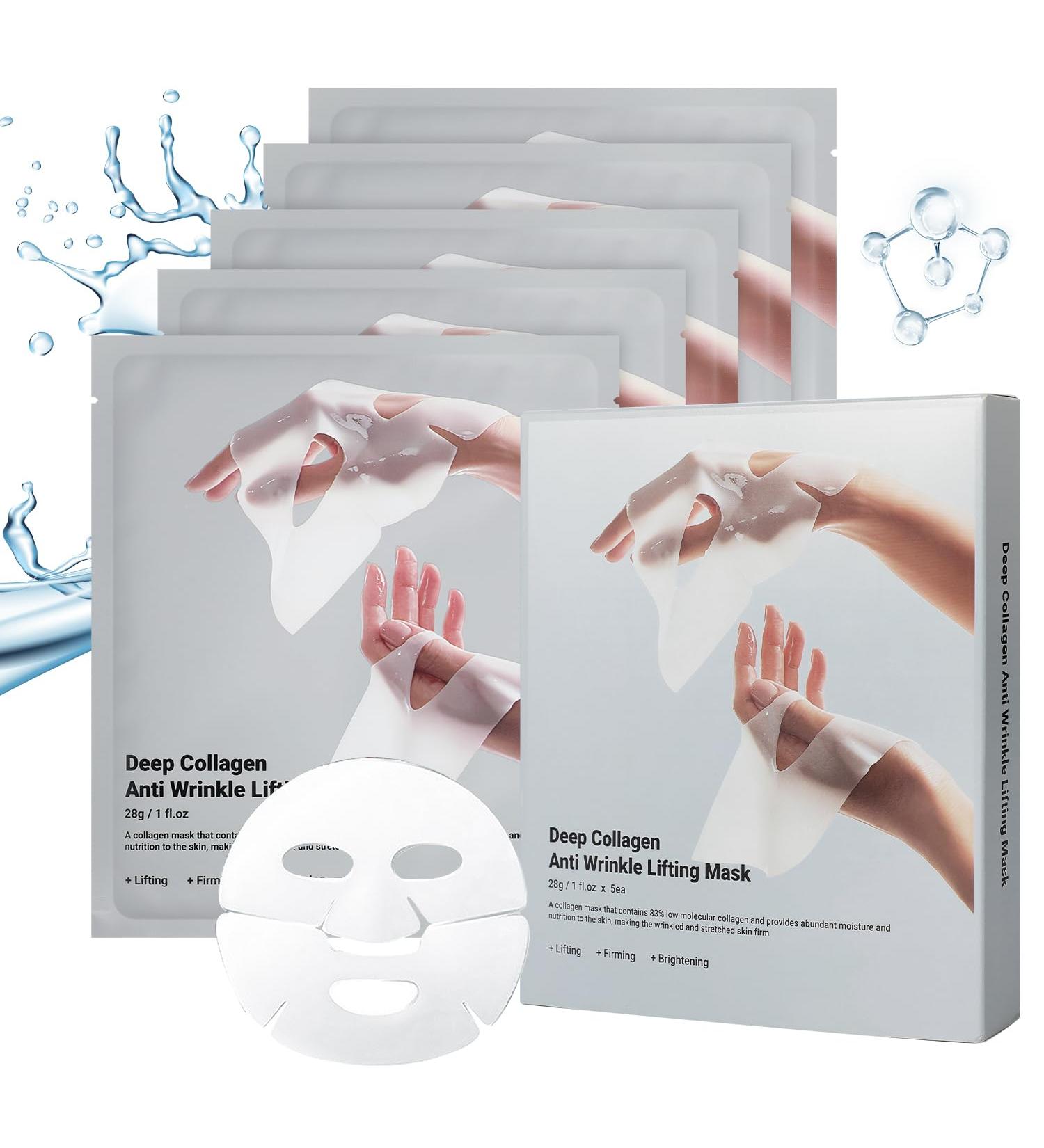 Collagen Face Mask - Deep Anti-Wrinkle Lifting Firming & Moisturizing Overnight Treatment (28g x 5ea - Buy Online on GoSupps.com