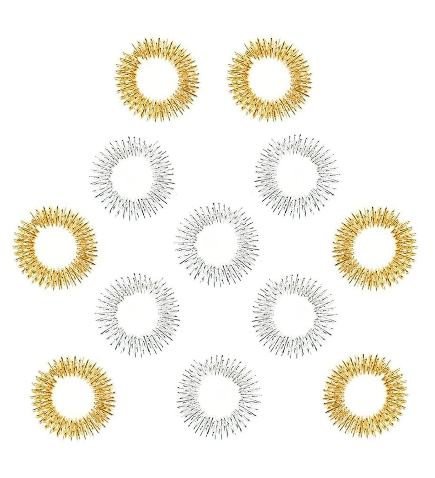 Netume 12-Piece Spiky Acupressure Finger Massage Rings - Stress Relief Fidget Toys for Teens & Adults - Gold Acupuncture Sensory Rings - Buy Online on GoSupps.com