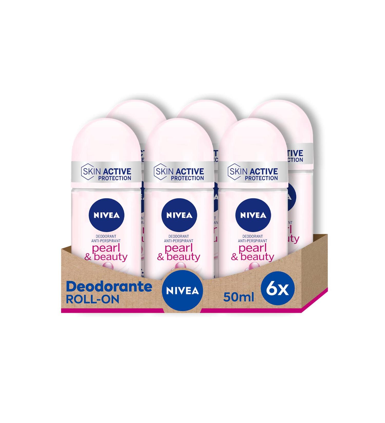 NIVEA Pearl & Beauty Roll-On Deodorant 6 x 50 ml Antiperspirant Deodorant with Pearl Extracts Roll-on Deodorant that regulates perspiration for 48 hours - Buy Online on GoSupps.com