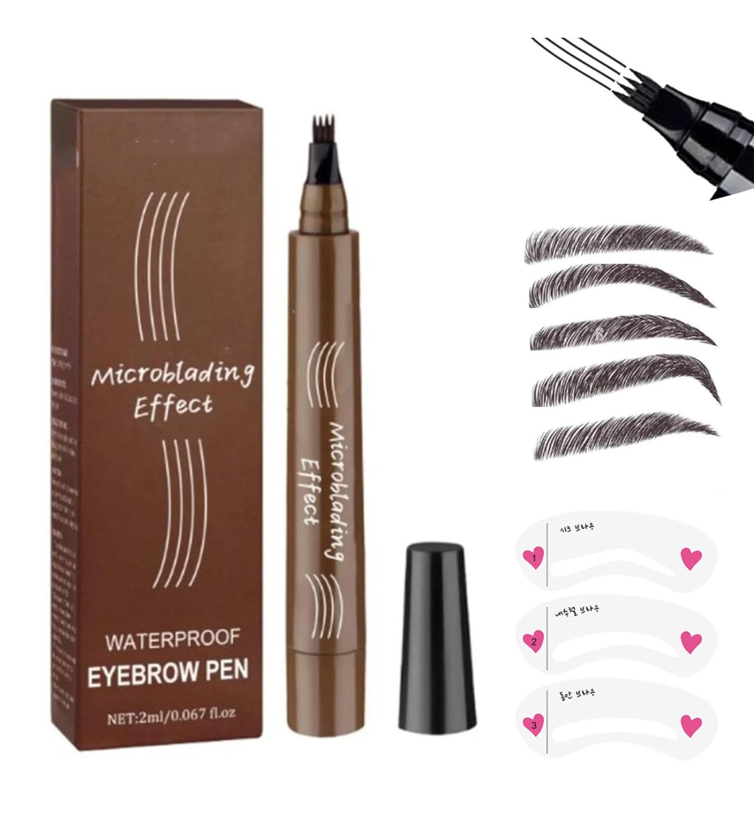 2024 Upgraded Natural Brows Eyebrow Pen 3D Waterproof Microblading Eyebrow Pencil Magic Contouring Pen Long-Lasting 4 Tipped Precise Brow Pen for Natural Makeup (Light Brown) - Buy Online on GoSupps.com