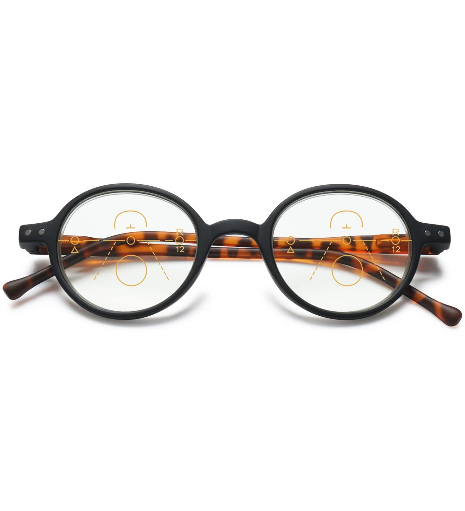 Vevesmundo Anti Blue Light Reading Glasses - Retro Round Nerd Glasses for Women & Men | Multifocal Blue Light Filter | Black & Leopard 3.0x - Buy Online on GoSupps.com