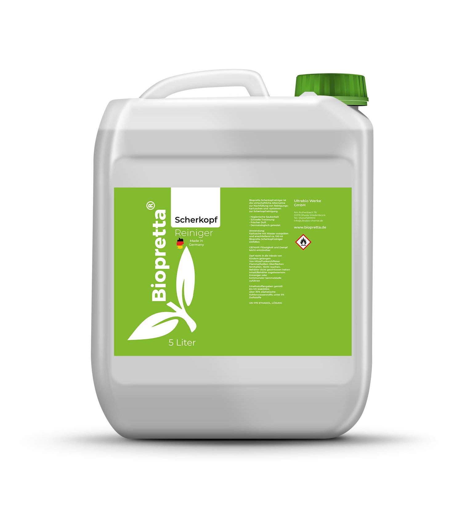 Buy Biopretta Shaving Head Cleaner 5000ml Refill Fluid | Clean Cartridges 5L - International Shipping Available - Buy Online on GoSupps.com