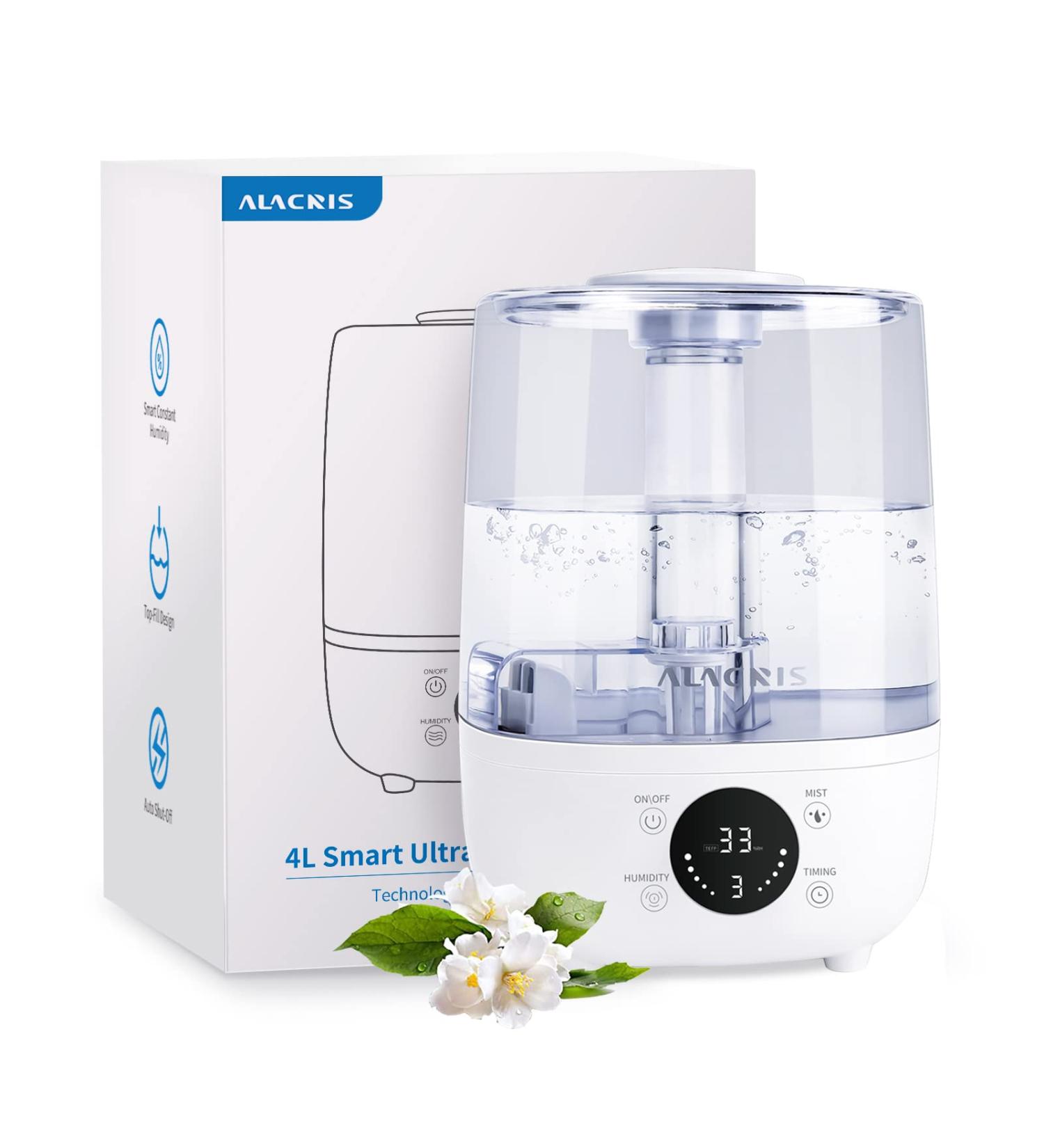 ALACRIS Smart Humidifier 4L - Constant Humidity, LED Display, Ultra-quiet Operation - Perfect for Bedroom, Baby Room - Up to 30H - 30 (Upgraded) - Buy Online on GoSupps.com