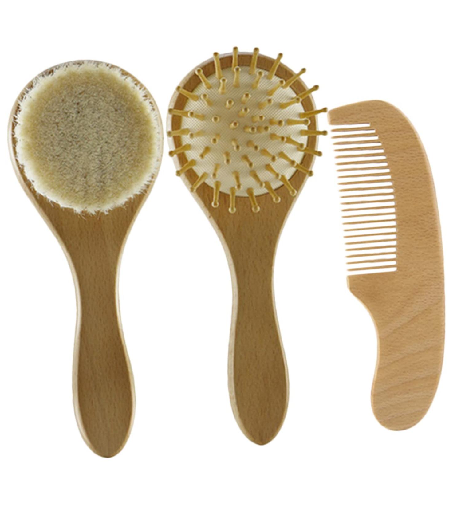 KOMBIUDA 1 Set Newborn Wooden Baby Hairbrush and Comb Cap | Natural Grooming Gift for Infants and Toddlers - Buy Online on GoSupps.com