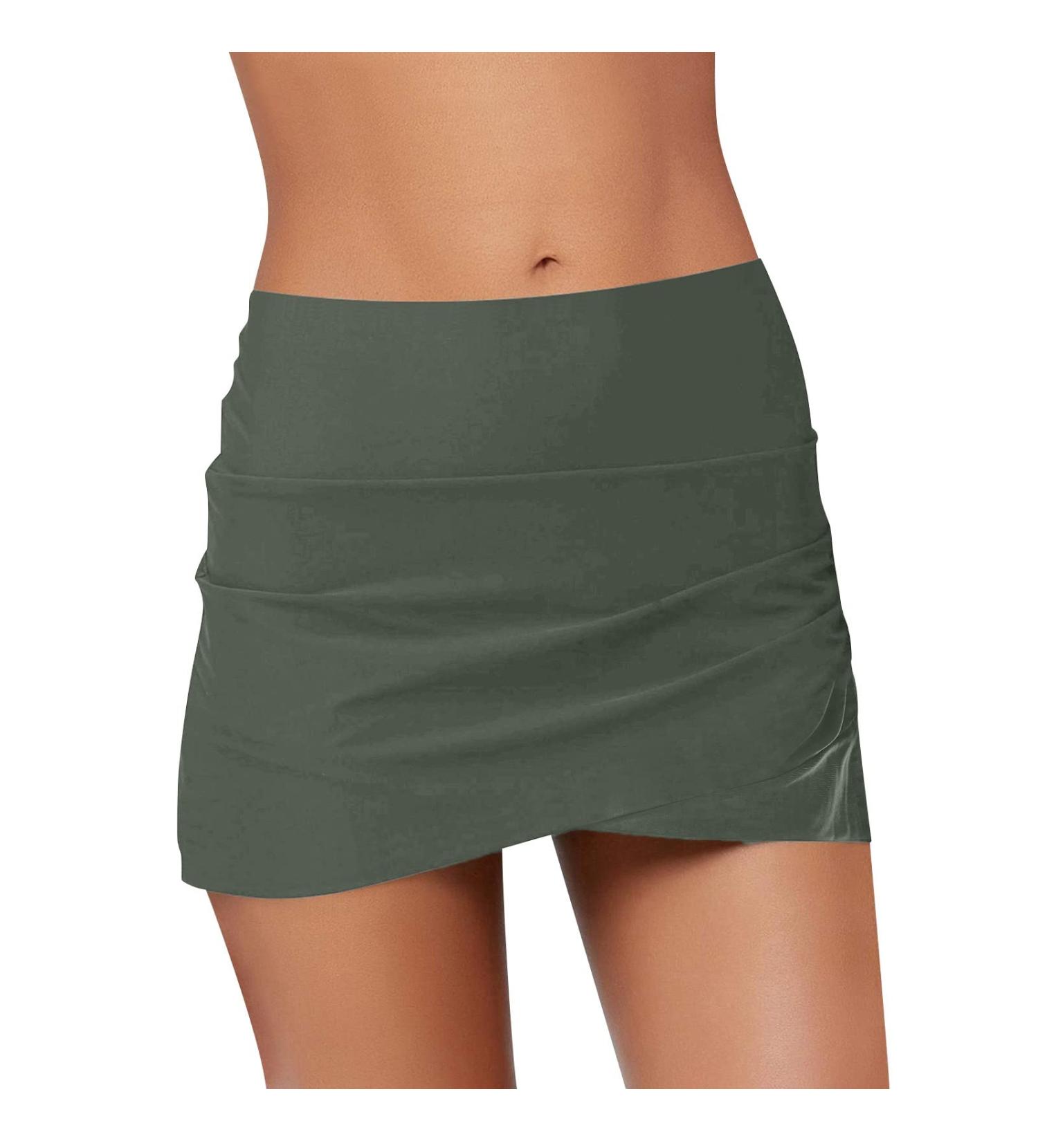Women's High Waist Bathing Shorts & Swimming Skirt | Summer Bikini Bottoms for Water Sports - Gray - Buy Online on GoSupps.com