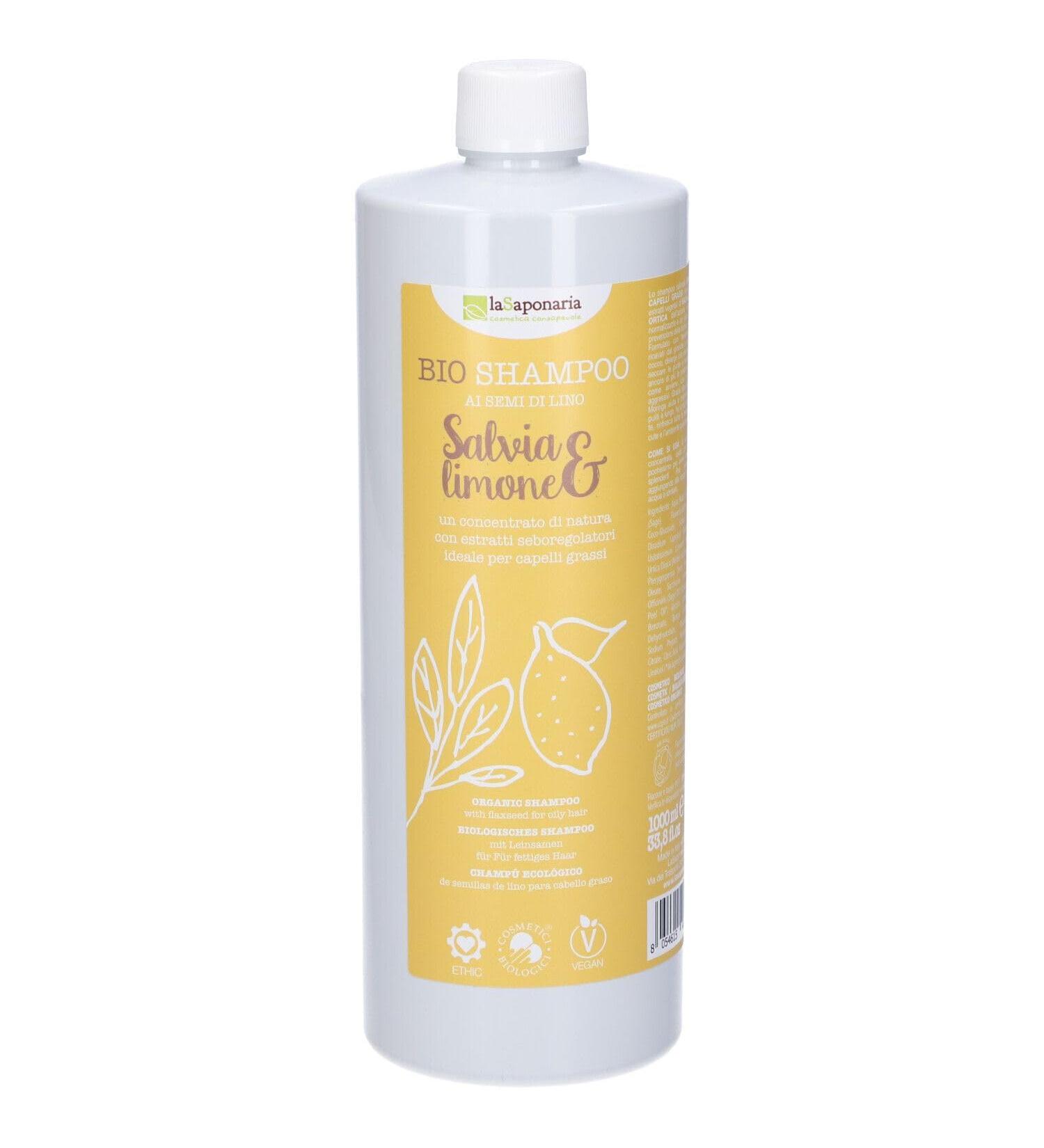  La Saponaria La Soap Organic Sage and Lemon Shampoo 1 Litre - Buy Online on GoSupps.com