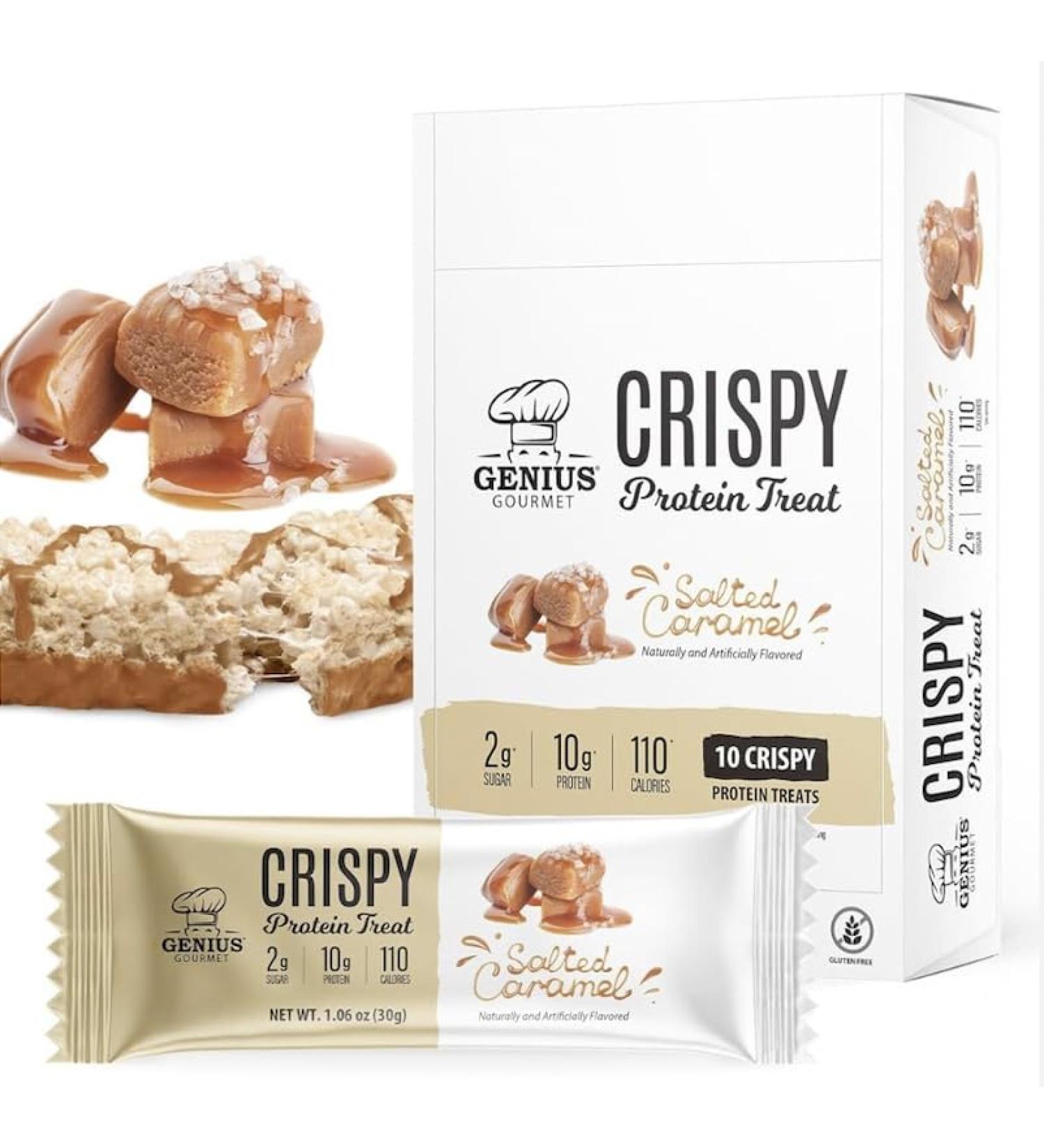 KETO protein Bar Crispy Treat Salted Caramel Keto Low Carb Low Sugar & Gluten Free Protein Snacks for Adults 10g Protein of Whey per Bar 5 Net Carbs On The Go Snack 10 CT