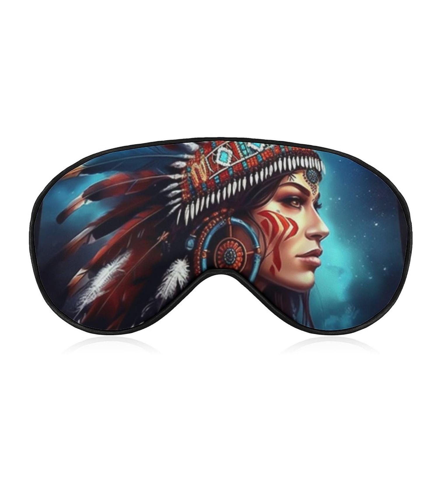Sleep Eye Masks Lady in an Indian Headdress Sleep Eye Mask & Blindfold with Elastic Strap/Headband for Women Men Sleep Travel Nap - Buy Online on GoSupps.com