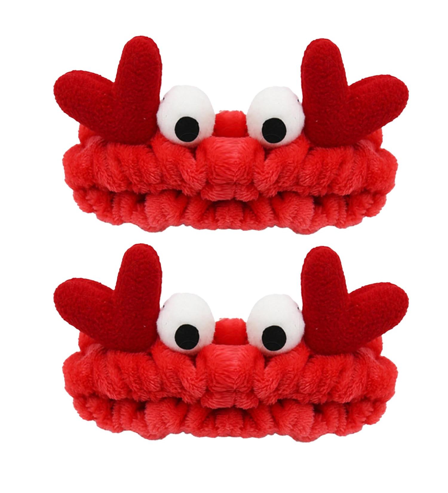 HAICN 2Pieces Crab Plush Headband Red Facial Makeup Head Wraps Cartoon Elastic Head Band Creative Hair Accessories for Women Girls Party Favors - Buy Online on GoSupps.com