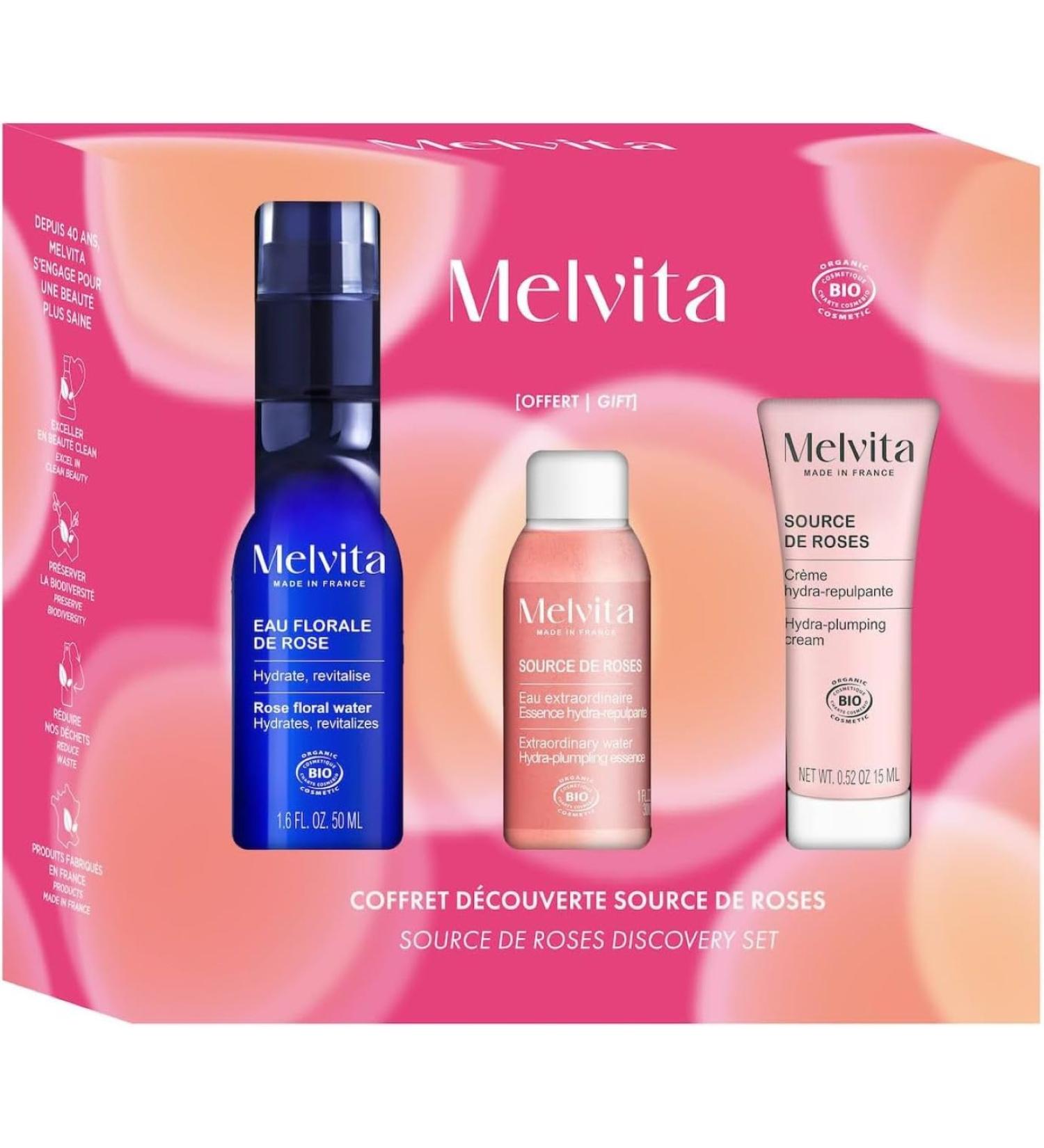 Melvita Hydrating and plumping set: complete routine with rose floral water hydra-plumping essence and cream for radiant and revitalized skin Eco-responsible Ideal for the Holidays - Buy Online on GoSupps.com