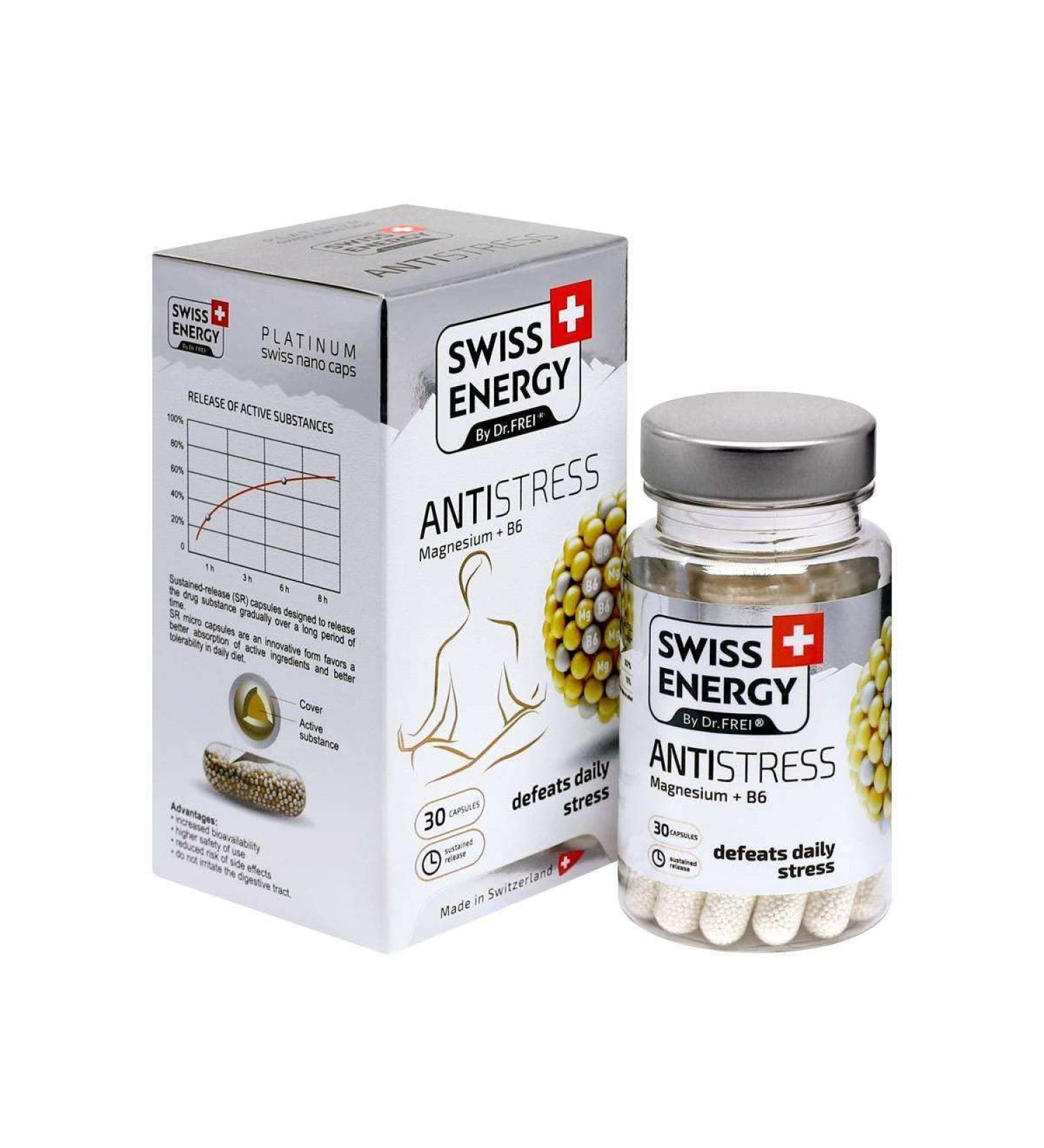 Swiss Energy Antistress Magnesium + B6 Capsules - 30 Sustained-Release Complex - Buy Online on GoSupps.com