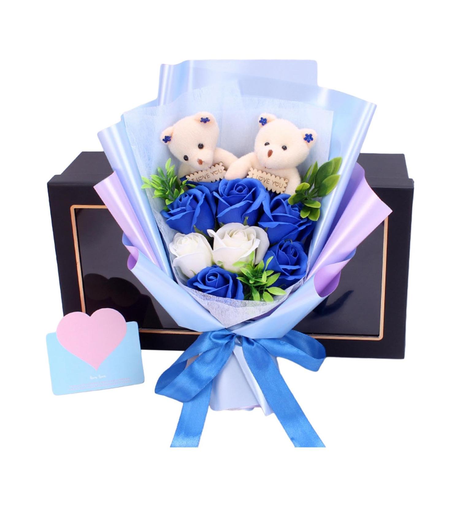 Buy Soap Flower Bouquet - Scented Decorative Floral Arrangement for Valentine's Day | Indoor & Outdoor Decor | Perfect Gift for Students Women & Men (Blue - Buy Online on GoSupps.com