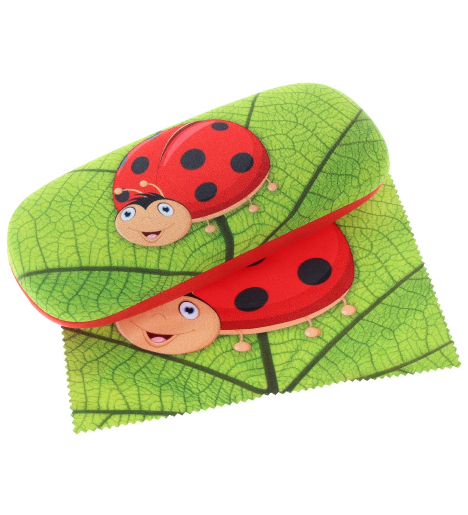 Cute children's hard case ladybug with microfiber cloth