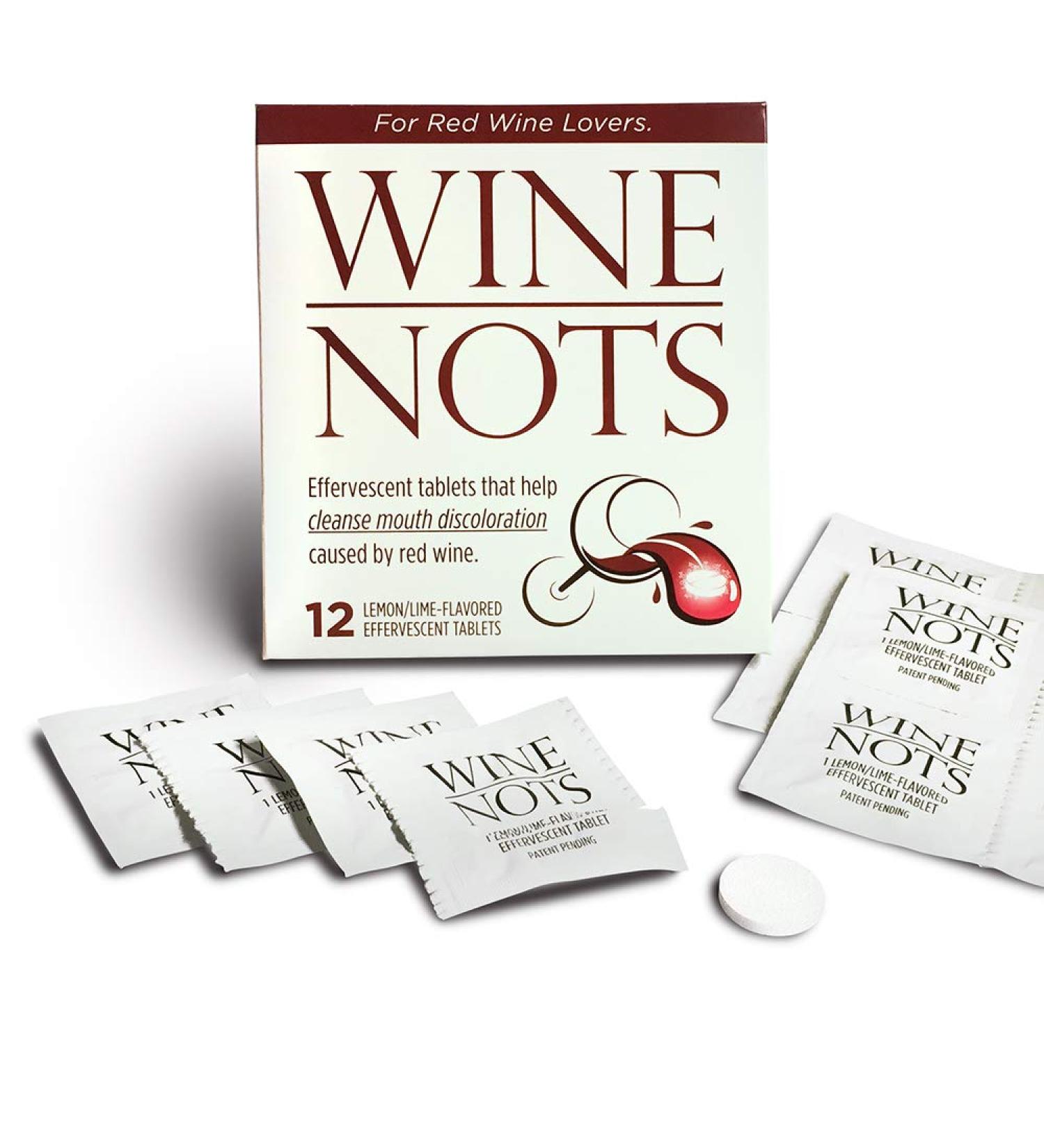 Wine Nots Wine Stain Remover Tablets - Prevent Stained Lips & Teeth, Brighten Smile - 12 Pack - Buy Online on GoSupps.com